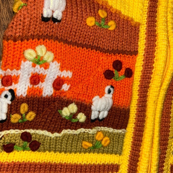 CHILE Knit hoodie Zip Up Cardigan Sweater Yellow Kids long sleeved embroidered - Picture 3 of 6